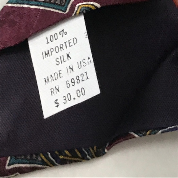 NWT Burgundy Purple Green Gold Cream Silk Tie - Picture 7 of 10